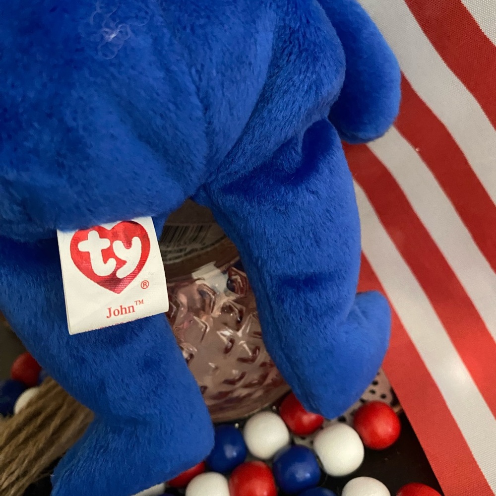 🇺🇸 RETIRED TY BEANIE BABY “JOHN” PATRIOTIC BEAR. RARE! MWMT! APPROX 8”. - Picture 5 of 7